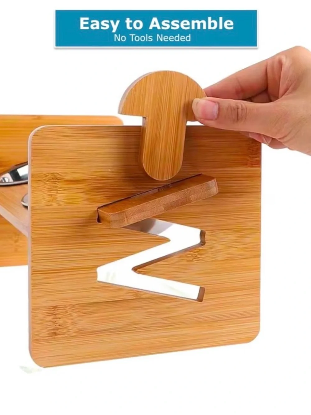 Wooden Elevated Double Pet Bowl Stand with Stainless Steel Dishes